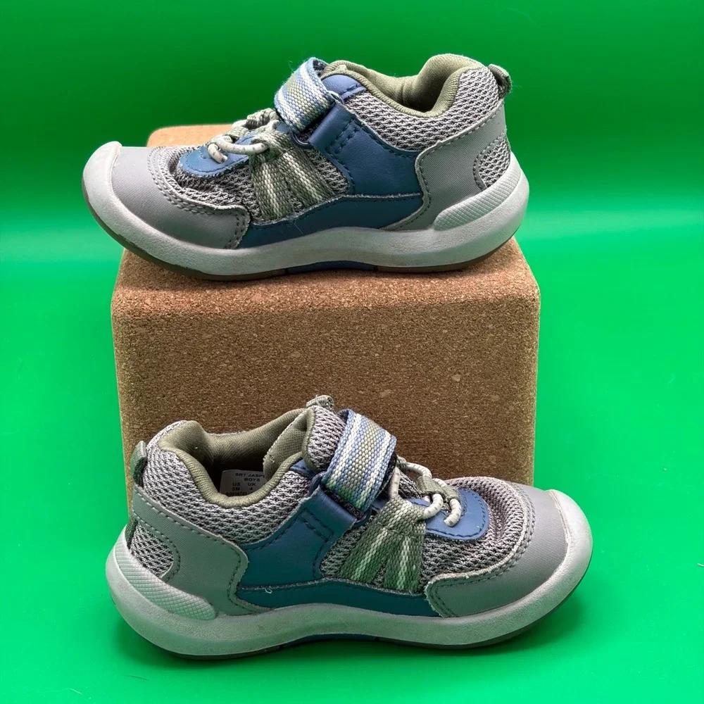 Stride Rite SRT Jasper Toddler Sneakers Boys 5M Blue/Gray Washable Walking Shoes